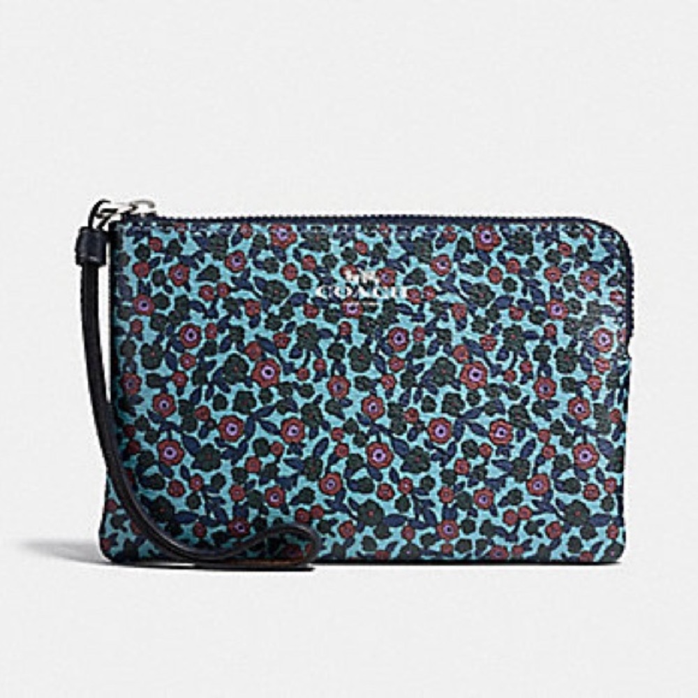Coach CORNER ZIP WRISTLET IN RANCH FLORAL PRINT COATED CANVAS